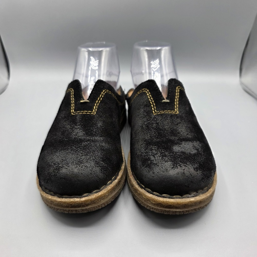 Born Mules Womens 6 Black Suede Rough Distressed Comfort Clogs Slip On‎ Shoes - Picture 3 of 14
